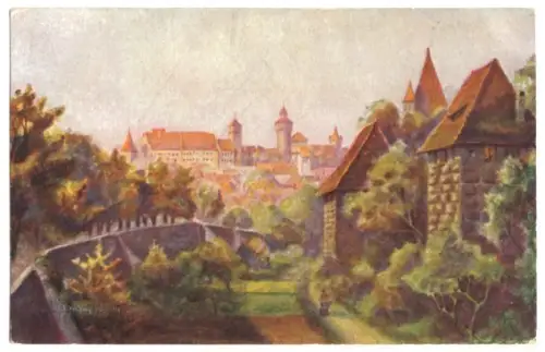 AK, Nürnberg, Spittlertorpartie, Künstlerkarte, um 1925
