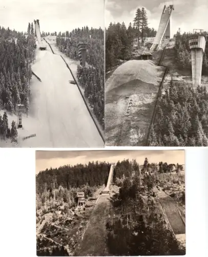 Posten von 4 AK, Oberhof Thür. Wald, Schanze am Rennsteig, 1960er/1970er