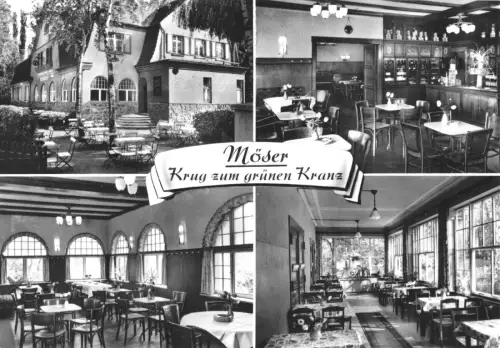 AK, Möser Kr. Burg, "Krug zum grünen Kranz", vier Abb., 1967