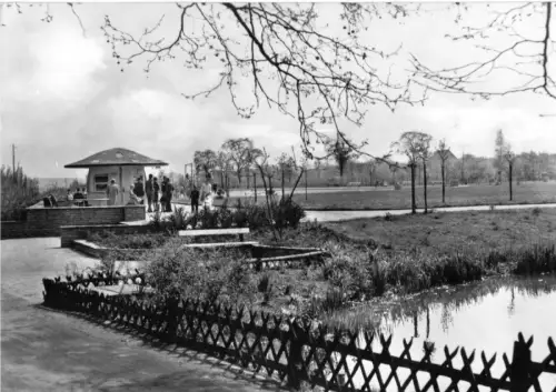 AK, Burg Bez. Magdeburg, Kiosk im Flickschupark, 1966