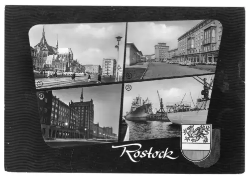 AK, Rostock, vier Abb., gestaltet, 1966
