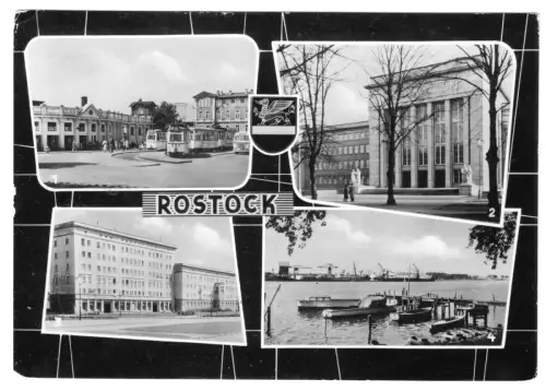 AK, Rostock, vier Abb., gestaltet, 1963