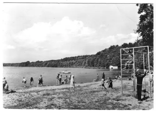 AK Lenzen Elbe, Naherholungsgebiet am Rudower See, belebt, 1978