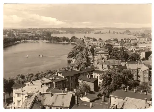 AK,  Schwerin, Blick vom Dom auf Pfaffenteich und Ziegelsee, 1974