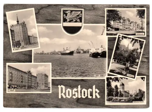 AK, Rostock, sechs Abb., gestaltet, 1961