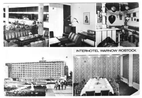 AK, Rostock, Interhotel Warnow, Totale und vier Innenansichten, 1979