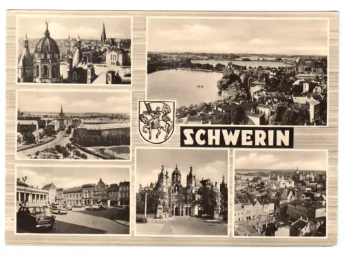 AK,  Schwerin, sechs Abb., Wappen, gestaltet, 1967