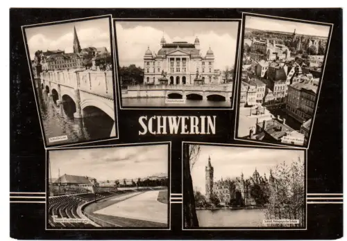 AK,  Schwerin, fünf Abb., gestaltet, 1962