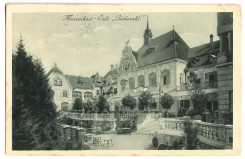 AK, Marienbad, Mariánské Lázně, Café - Restaurant "Rübezahl", 1925