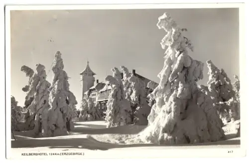AK, Keilberg Erzgeb., Klínovec, Keilberghotel, Winteransicht, um 1936