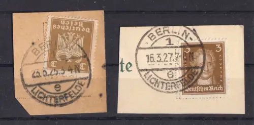 zwei Briefstücke, Michel-Nr.: DR, EF, Berlin-Lichterfelde 1, EDSt, UB: e