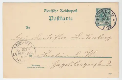 Ganzsache, Michel-Nr. DR P20, o Potsdam 4, 19.4.90 - seltener Stempel -