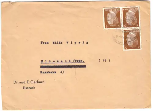 Ortsbrief, Michel-Nr. 782 MeF (3), o Eisenach, 18.6.44