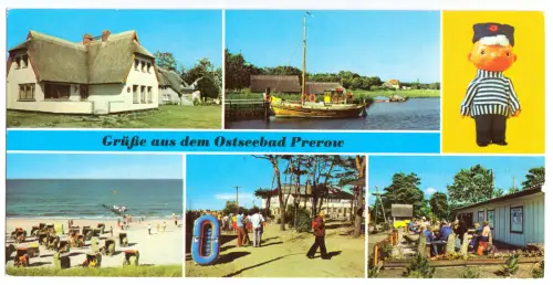 AK lang, Panoramakarte, Ostseebad Prerow, sechs Abb., 1980