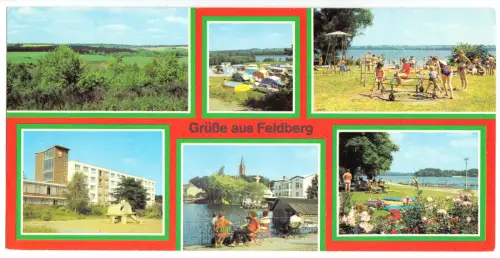 AK lang, Panoramakarte, Feldberg Meckl., sechs Abb., 1982