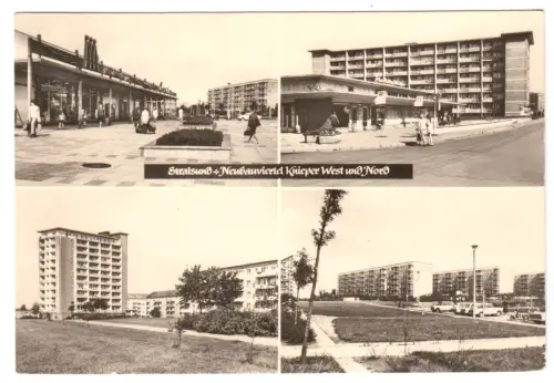 AK, Stralsund, vier Abb., Neubauviertel Knieper West und Nord, 1976