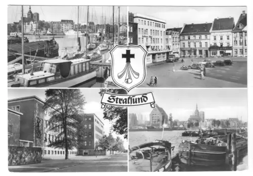 AK, Stralsund, vier Abb., u.a. Krankenhaus am Sund, 1966