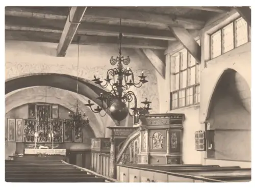 AK, Waase auf Ummanz bei Rügen, Kirche, Innenansicht mit Kanzel, 1966