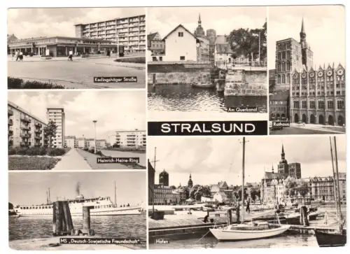 AK, Stralsund, sechs Abb., u.a. Kedeingshäger Str., 1973
