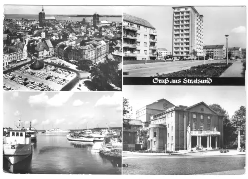 AK, Stralsund, vier Abb., u.a. Knieper Nord, 1976