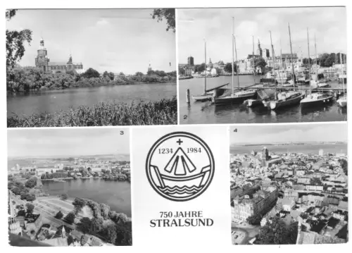AK, Stralsund, vier Abb., 750 Jahre Stralsund, 1983