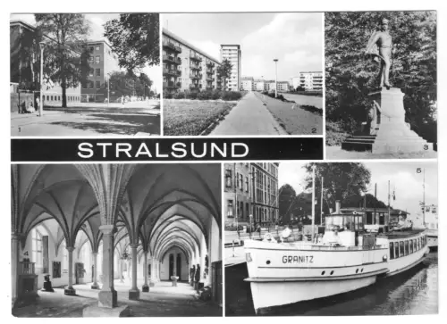 AK, Stralsund, fünf Abb., u.a. MS "Granitz", 1976