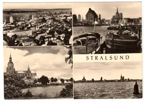 AK, Stralsund, vier Abb., u.a. Hafen, 1970