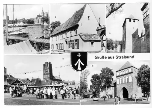 AK, Stralsund, fünf Abb., u.a. HOG "Waldschenke", 1983