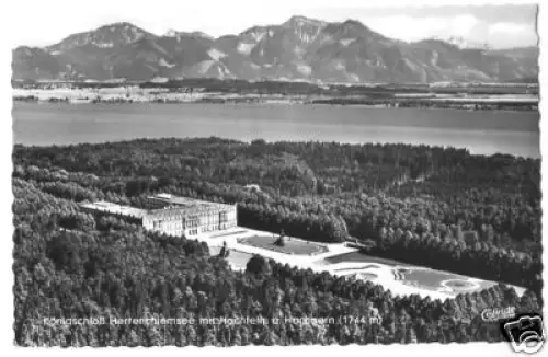 AK, Herrenchiemsee, Schloß, Luftbildansicht, 1958