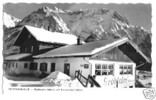 AK, Mittenwald, Gröblalm, Winteransicht, 1957
