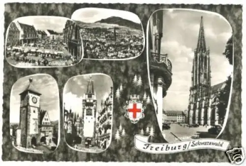 AK, Freiburg Breisgau, fünf Abb., 1963