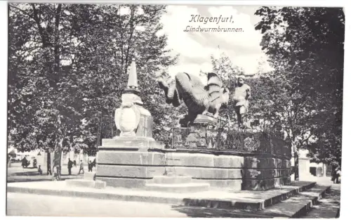 AK, Klagenfurt, Kärnten, Lindwurmbrunnen, 1908