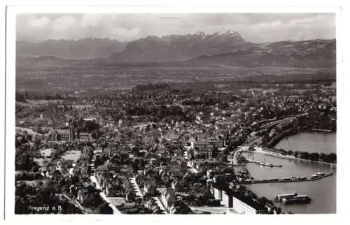 AK, Bregenz, Vorarlberg, Luftbildansicht, um 1938
