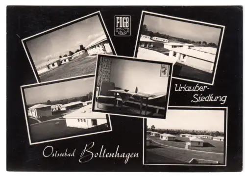 AK, Ostseebad Boltenhagen, FDGB-Urlaubersiedlung, fünf Abb., gestaltet, um 1963