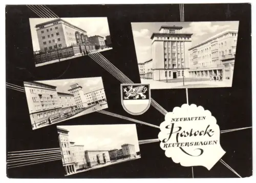 AK, Rostock - Reutershagen, vier Abb., gestaltet, 1960