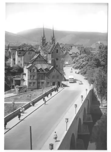 AK, Saalfeld Saale, Teilansicht mit Brücke, 1968