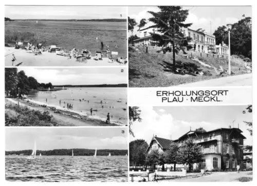 AK, Plau Meckl., Kr. Lübz, fünf Abb., u.a. Kinderheim Berliner Bär, 1974