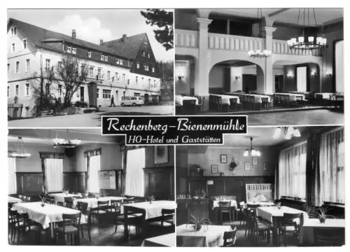 AK, Rechenberg-Bienenmühle, HO-Hotel und Gaststätten, vier Abb., 1968