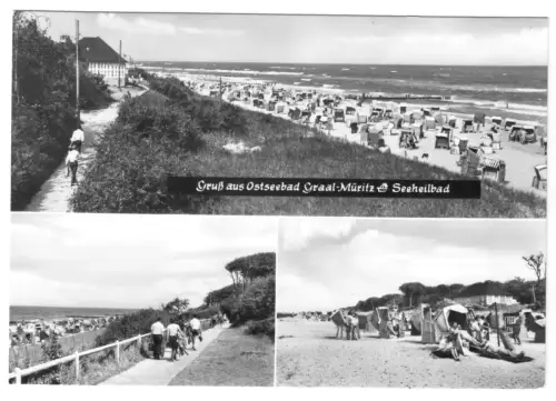 AK, Seeheilbad Graal-Müritz, drei Strandpartien, belebt, 1974
