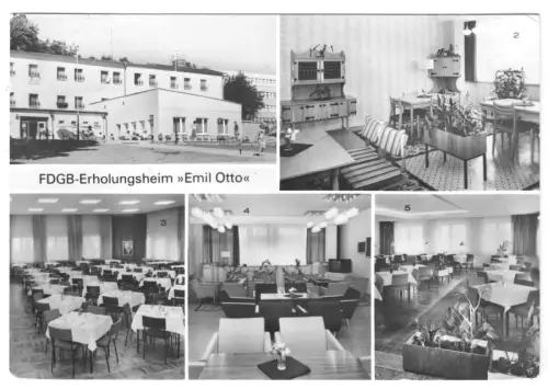 AK, Plau Meckl., Kr. Lübz,  FDGB-Erholungsheim "Emil Otto", fünf Abb., 1985