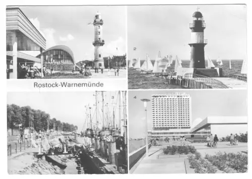 AK, Rostock Warnemünde, vier Abb., 1982