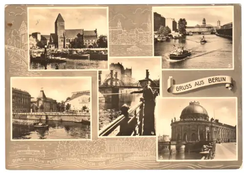 AK, Berlin Mitte, fünf Abb., gestaltet, 1961