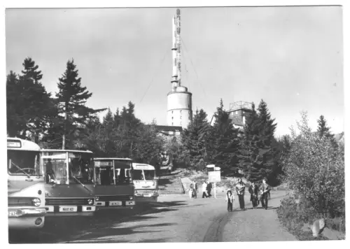 AK, Inselsberg Thür. Wald, Parkplatz mit Bussen, 1984