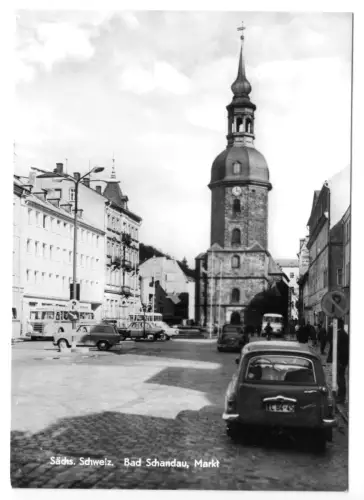 AK, Bad Schandau, Markt belebt, 1976
