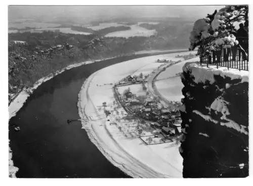 AK, Sächsische Schweiz, Winterlicher Basteiblick, 1973