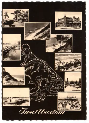 AK, Insel Usedom, 10 Abb. und Landkarte, 1961
