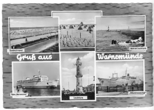 AK, Rostock Warnemünde, sechs Abb., gestaltet, 1965