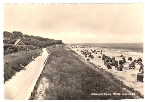AK, Seeheilbad Graal-Müritz, Strandpartie mit Promenade, 1963