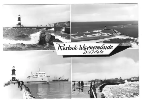 AK, Rostock Warnemünde, Die Mole, vier Abb., 1982