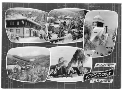 AK, Kurort Kipsdorf Erzgeb., fünf Winteransichten, gestaltet, 1964